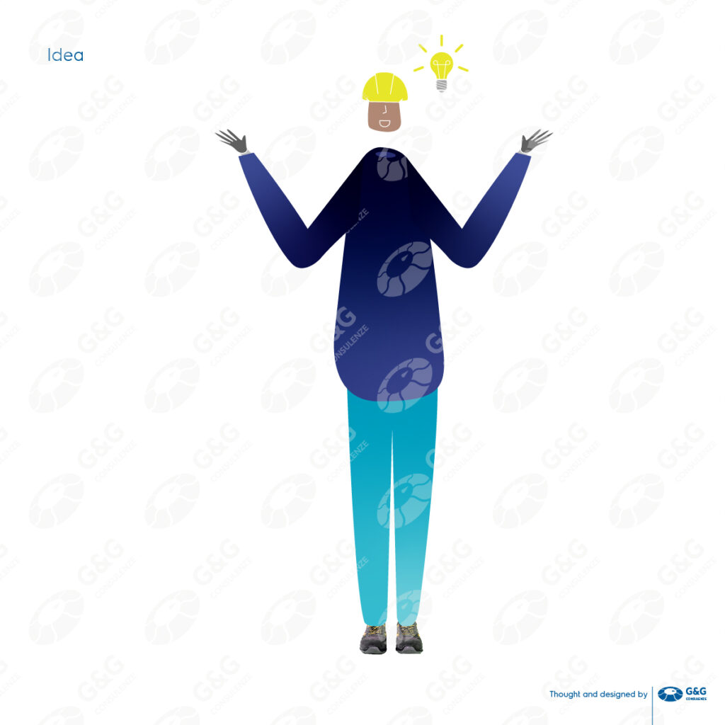 illustrazione di un operaio in fabbrica da utilizzare nei materiali di comunicazione sulla sicurezza sul lavoro