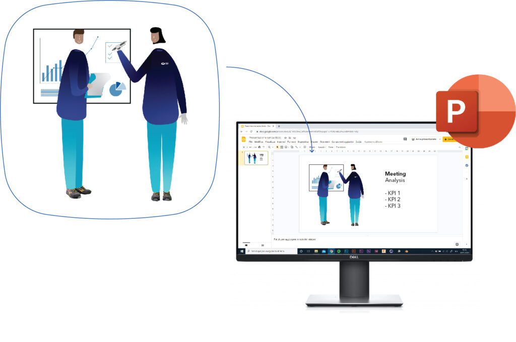 illustrazione di un operaio in fabbrica da utilizzare nei materiali di comunicazione sulla sicurezza sul lavoro