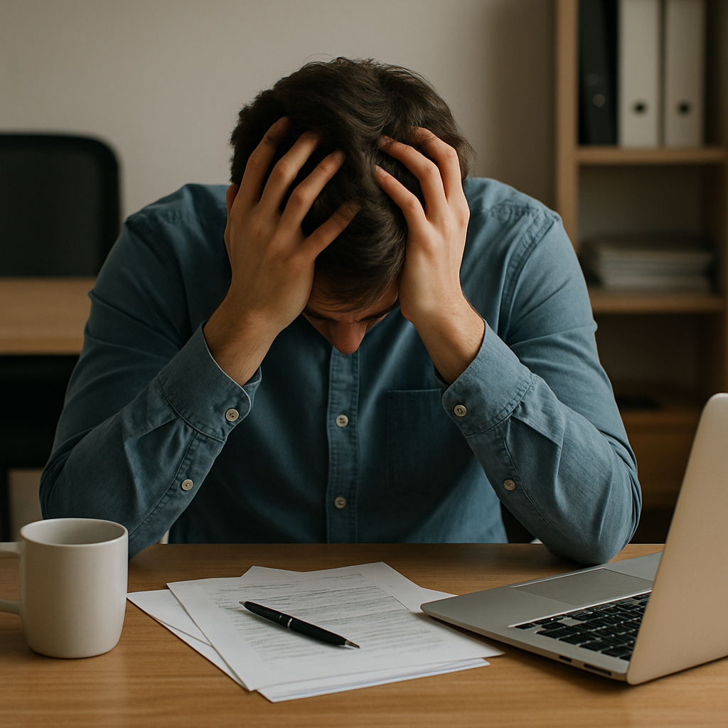 un lavoratore è stressato al lavoro