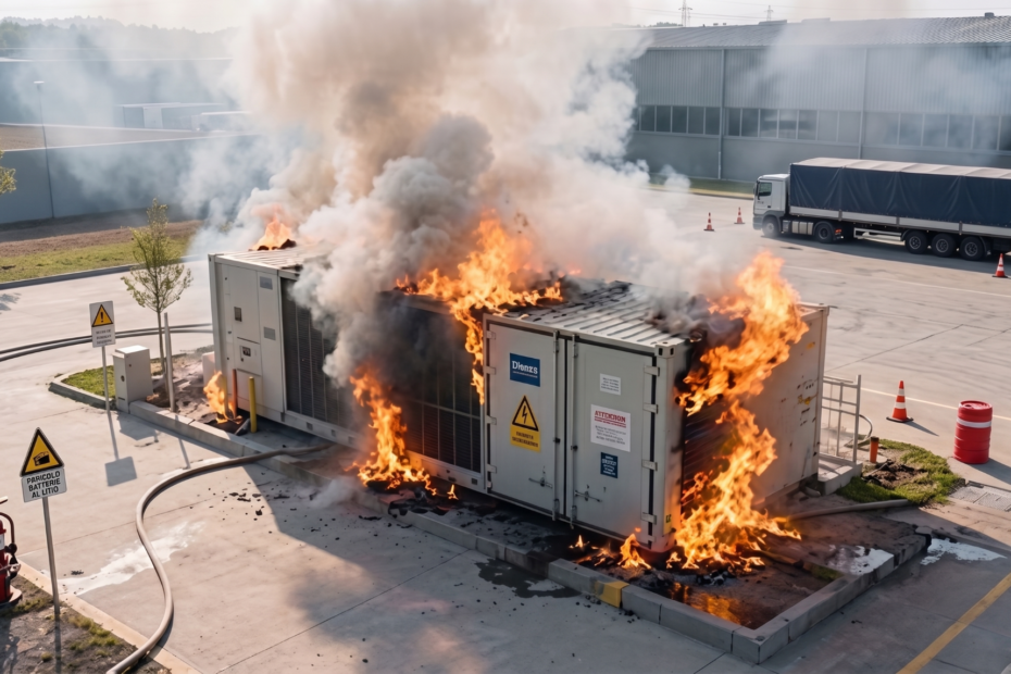 ufficio a fuoco per un incendio batterie al litio
